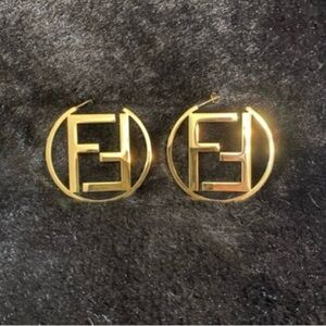 Designer Gold Logo Earrings